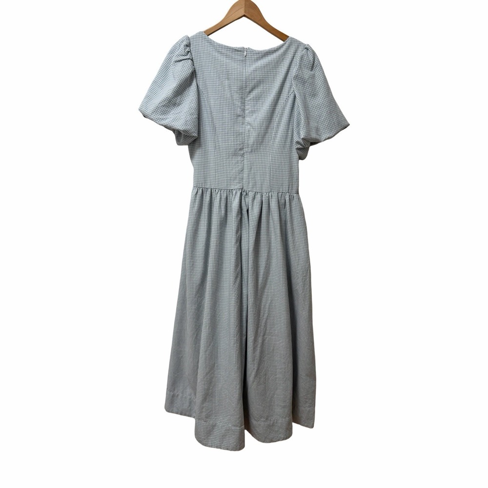 Bohme Elyse Gingham Milkmaid Drop Waist Bow Maxi Dress Size M Cottagecore Modest - Picture 6 of 11
